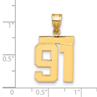 14k Yellow Gold Medium Polished Number 91 Pendant MP91