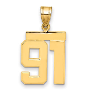 14k Yellow Gold Medium Polished Number 91 Pendant MP91