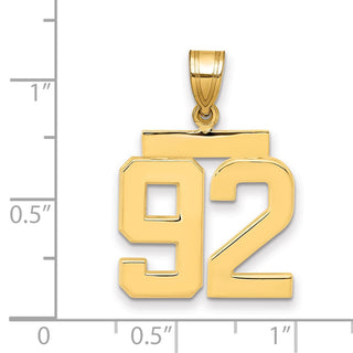 14k Yellow Gold Medium Polished Number 92 Pendant MP92