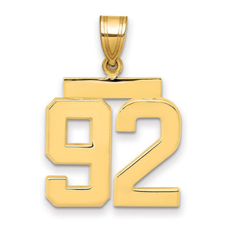 14k Yellow Gold Medium Polished Number 92 Pendant MP92