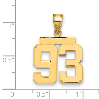 14k Yellow Gold Medium Polished Number 93 Pendant MP93