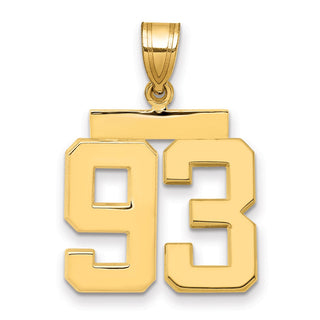 14k Yellow Gold Medium Polished Number 93 Pendant MP93