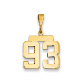 14k Yellow Gold Medium Polished Number 93 Pendant MP93