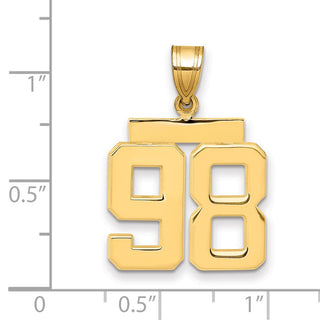 14k Yellow Gold Medium Polished Number 98 Pendant MP98
