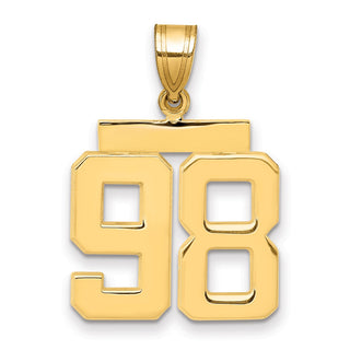 14k Yellow Gold Medium Polished Number 98 Pendant MP98