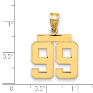 14k Yellow Gold Medium Polished Number 99 Pendant MP99