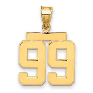 14k Yellow Gold Medium Polished Number 99 Pendant MP99