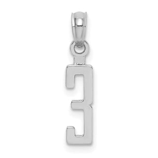 14K White Gold Polished Number 3 Pendant