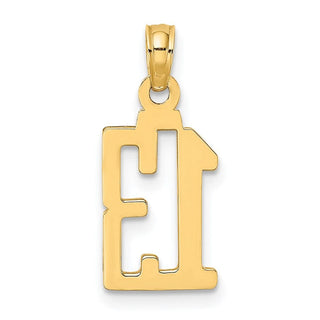 14k Yellow Gold Polished Number 13 Pendant