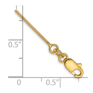 7" 14K Yellow Gold .6mm Octagonal Snake with Lobster Clasp Chain Bracelet