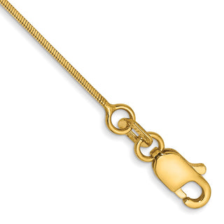 7" 14K Yellow Gold .6mm Octagonal Snake with Lobster Clasp Chain Bracelet