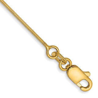 9" 14K Yellow Gold .6mm Octagonal Snake with Lobster Clasp Anklet