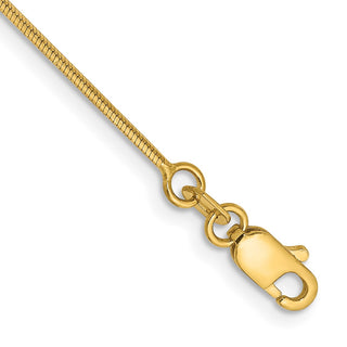 7" 14k Yellow Gold 1.0mm Octagonal Snake Chain Bracelet