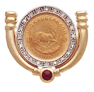 14K Yellow Gold DIAMOND / RUBY SLIDE Bezel Pendant 16.5 mm