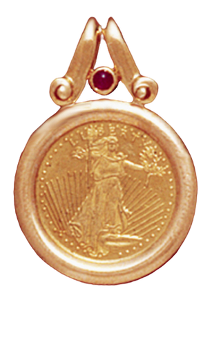 14K Yellow Gold  Bezel 1/10 Krugerrand, 1/10  Eagle, Isle of Man Cat 1/10Pendant 16.5 mm