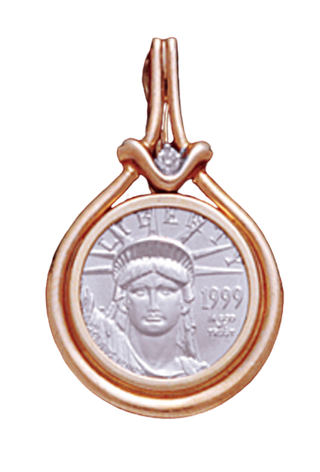 14K Yellow Gold Bezel American Eagle 1/10oz, Krugerrand 1/10oz.Pendant 16.5 mm