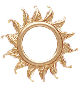 14K Yellow Gold BEADED SUNBURST Bezel Pendant 16.5 mm