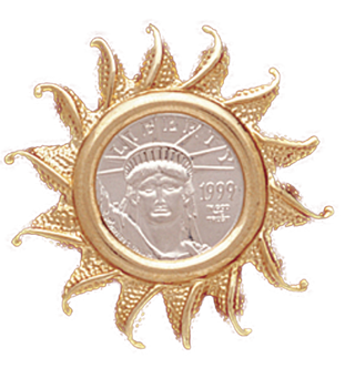 14K Yellow Gold BEADED SUNBURST Bezel Pendant 16.5 mm