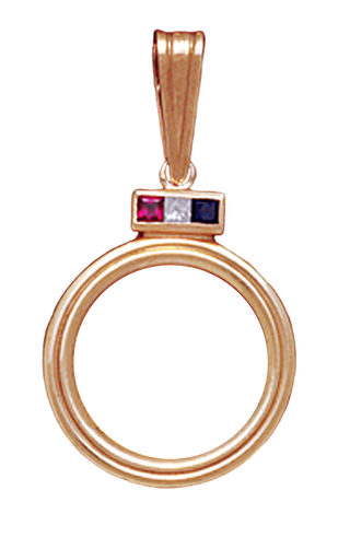 14K Yellow Gold Bezel, Pendant 16.5 mm