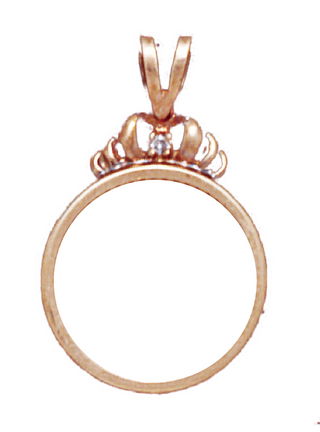 14K Yellow Gold DIAMOND ACCENT Bezel Pendant 16.5 mm