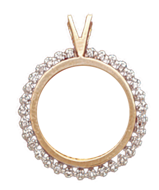 14K Yellow Gold DIAMOND Bezel Pendant 16.5 mm