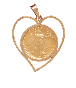 14K Yellow Gold Bezel 1/10 American Eagle, 1/10 Krugerrand ...Pendant 16.5 mm