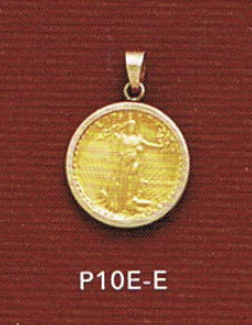 14K Yellow Gold DIE STRUCK Bezel Pendant 16.5 mm