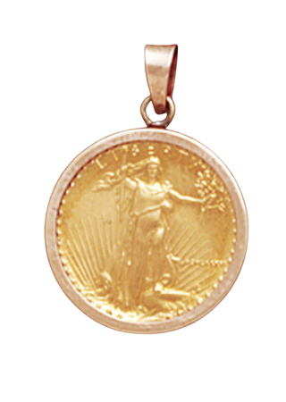 14K Yellow Gold 32.7mm Polished Coin Bezel Pendant