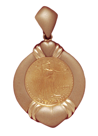14K Yellow Gold Bezel 1/10 American Eagle, 1/10 KrugerrandPendant 16.5 mm