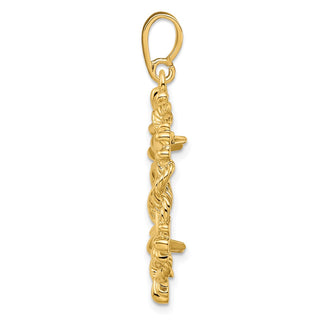 14k Yellow Gold Rope w/ Shell Motif 17.8mm Prong Coin Bezel Pendant - Fits US $2.50 Liberty and Other Coins