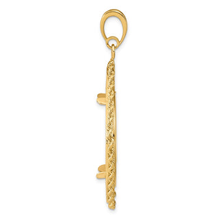 14k Yellow Gold Cushion Shape Rope 27mm Prong Coin Bezel Pendant - Fits 1/2 oz American Eagle, US $10 Liberty, and Other Coins