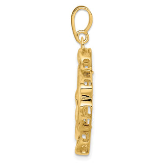 14k Yellow Gold Cushion Shape Scroll 17.8mm Prong Coin Bezel Pendant - Fits US $2.50 Liberty and Other Coins