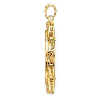 14k Yellow Gold Cushion Shape Scroll 30mm Prong Coin Bezel Pendant - Fits 1 oz Maple Leaf and 1/2 oz Cat