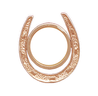 14K Gold HORSESHOE SLIDE Bezel Pendant 14 mm