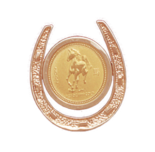 14K Gold HORSESHOE SLIDE Bezel Pendant 14 mm