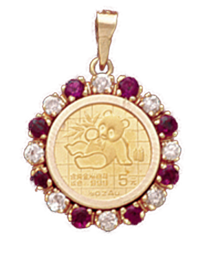 14K Gold DIAMOND / RUBY Bezel - Pendant 14 mm