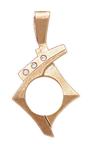 14K Gold FANCY DIAMOND SLIDE Bezel Pendant 14 mm