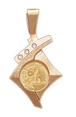 14K Gold FANCY DIAMOND SLIDE Bezel Pendant 14 mm