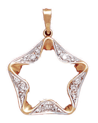 14K Gold FANCY DIAMOND Bezel Pendant 14 mm