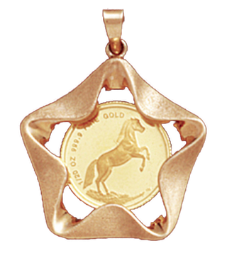 14K Gold FANCY Bezel Pendant 14 mm