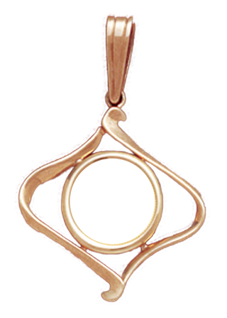 14K Gold SWIRL Bezel Pendant 14 mm