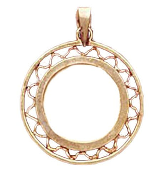 14K Gold FILIGREE Bezel Pendant 14 mm