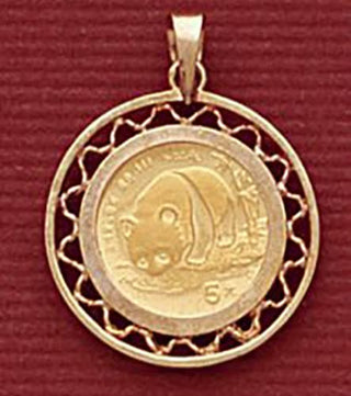 14K Gold FILIGREE Bezel Pendant 14 mm