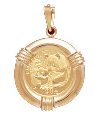 14K Gold RIBBED Bezel Pendant 14 mm