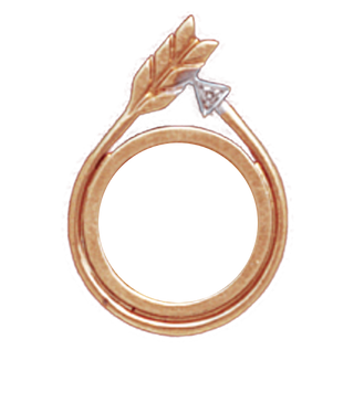 14K Gold DIAMOND ARROW SLIDE Bezel Pendant 14 mm