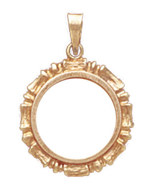 14K Gold BAMBOO Bezel Pendant 14 mm