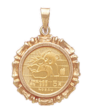 14K Gold BAMBOO Bezel Pendant 14 mm