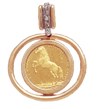 14K Gold WIRE Bezel Pendant 14 mm