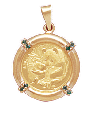 14K Gold EMERALD NAUTICAL Bezel Pendant 14 mm