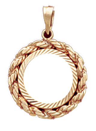 14K Gold DIAMOND CUT LARGE ROPE BEZEL - Pendant 14 mm